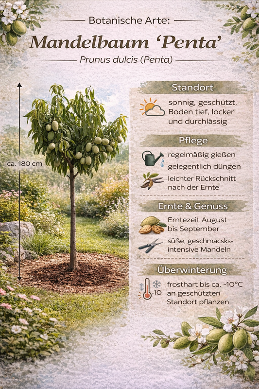 Mandloň Penta - Prunus dulcis Penta cca. 180 cm - Pru Pantanus amygdalus ZDARMA