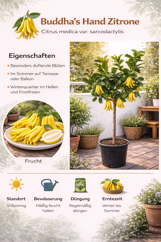 Buddhův citron (Citrus medica) – Exotická citrusová rostlina, 130-170 cm. Voňavá vzácnost pro vaši zahradu.