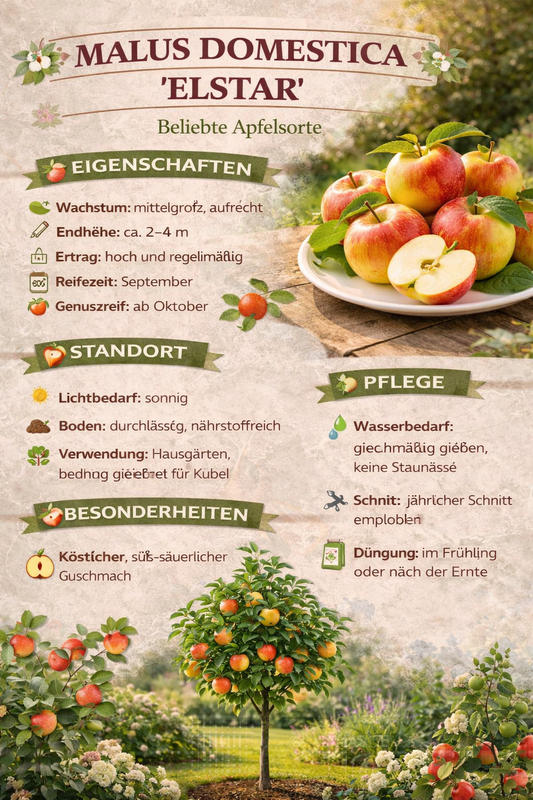 Elstar Apfelbaum 100–120 cm – Malus domestica Apfelbaum winterhart, ertragreich, süß-aromatisch, ideal für Garten & Terrasse