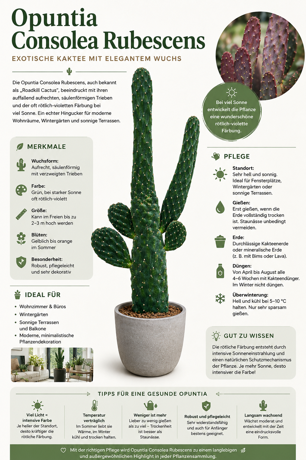 Opuntia Consolea rubescens 40–50 cm – Baumopuntie – exotischer Feigenkaktus & pflegeleichter Kaktus