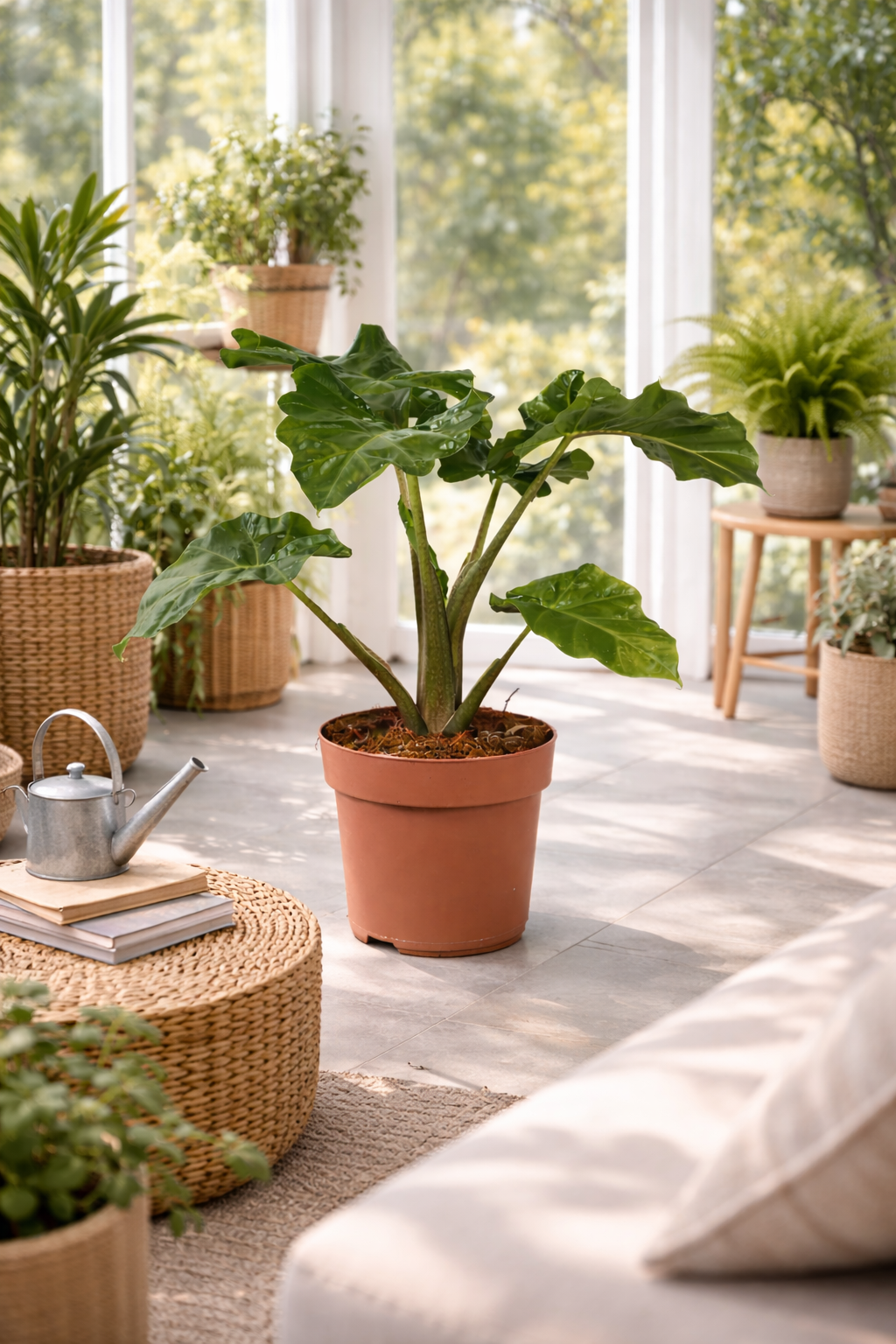 Alocasia Low Rider 60-80 cm - Pflegeleichte Exotenpflanze für dein Zuhause mit dekorativen, glänzenden Blättern
