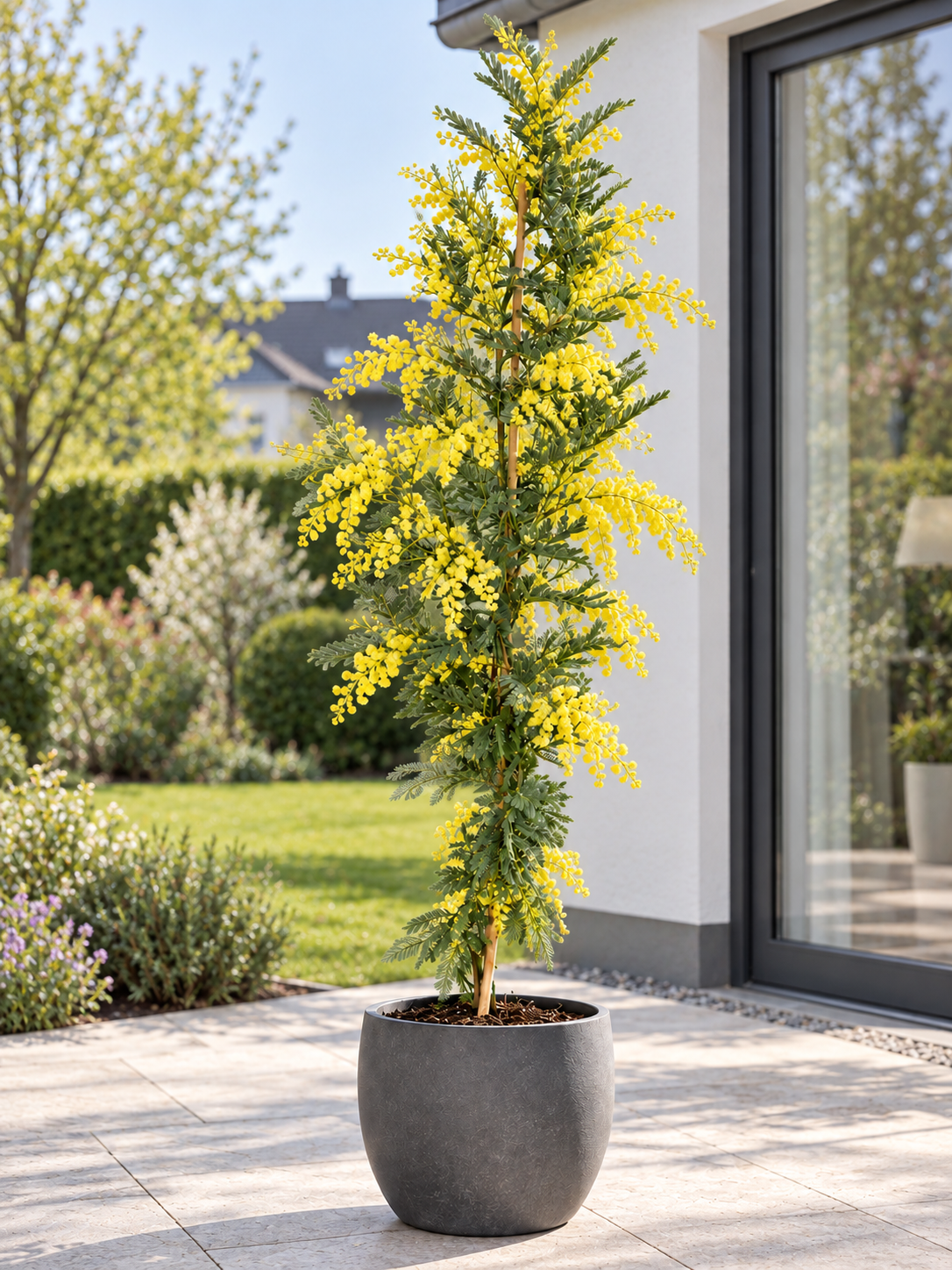 Mimosa dealbata Gaulois Canne cca. 140 cm žlutá mimóza zimní mimóza 'Gaulois'