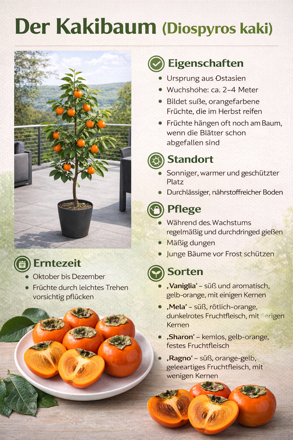Diospyros kaki Ragno Kakipflaume Sharonfrucht winterharte Kaki Pflanze 160–200 cm