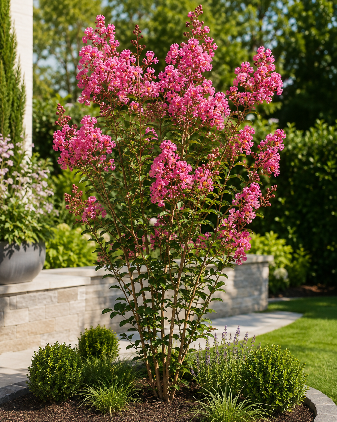 Lagerstroemia indica Pink 40–60 cm – Rosa Kreppmyrte im 2,5-Liter-Topf – Flieder des Südens für Garten, Kübel und Terrasse