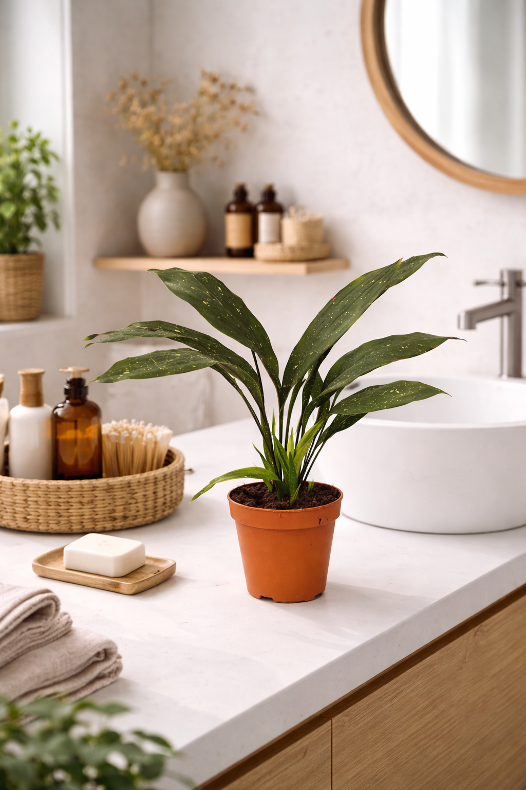 Aspidistra elatior Milky Way 50-60 cm – Schusterpalme mit Sternsprenkeln | Robuste Zimmerpflanze für Schatten & Büro