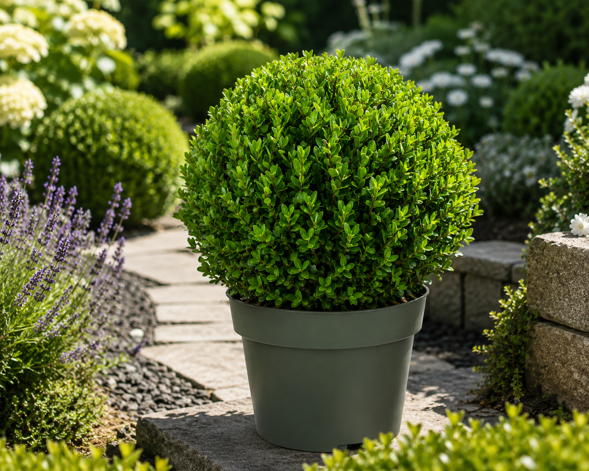 Ilex crenata Jenny Kugel Ø ca. 20 cm – Japanische Stechpalme Kugel | Buchsbaum-Ersatz | Immergrüne Heckenpflanze