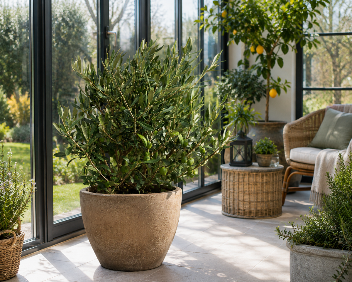 Olivenbaum Busch (Olea europaea) ca. 50 cm – Echter Olivenbaum, Mediterrane Kübelpflanze für Balkon, Terrasse, Wintergarten & Garten