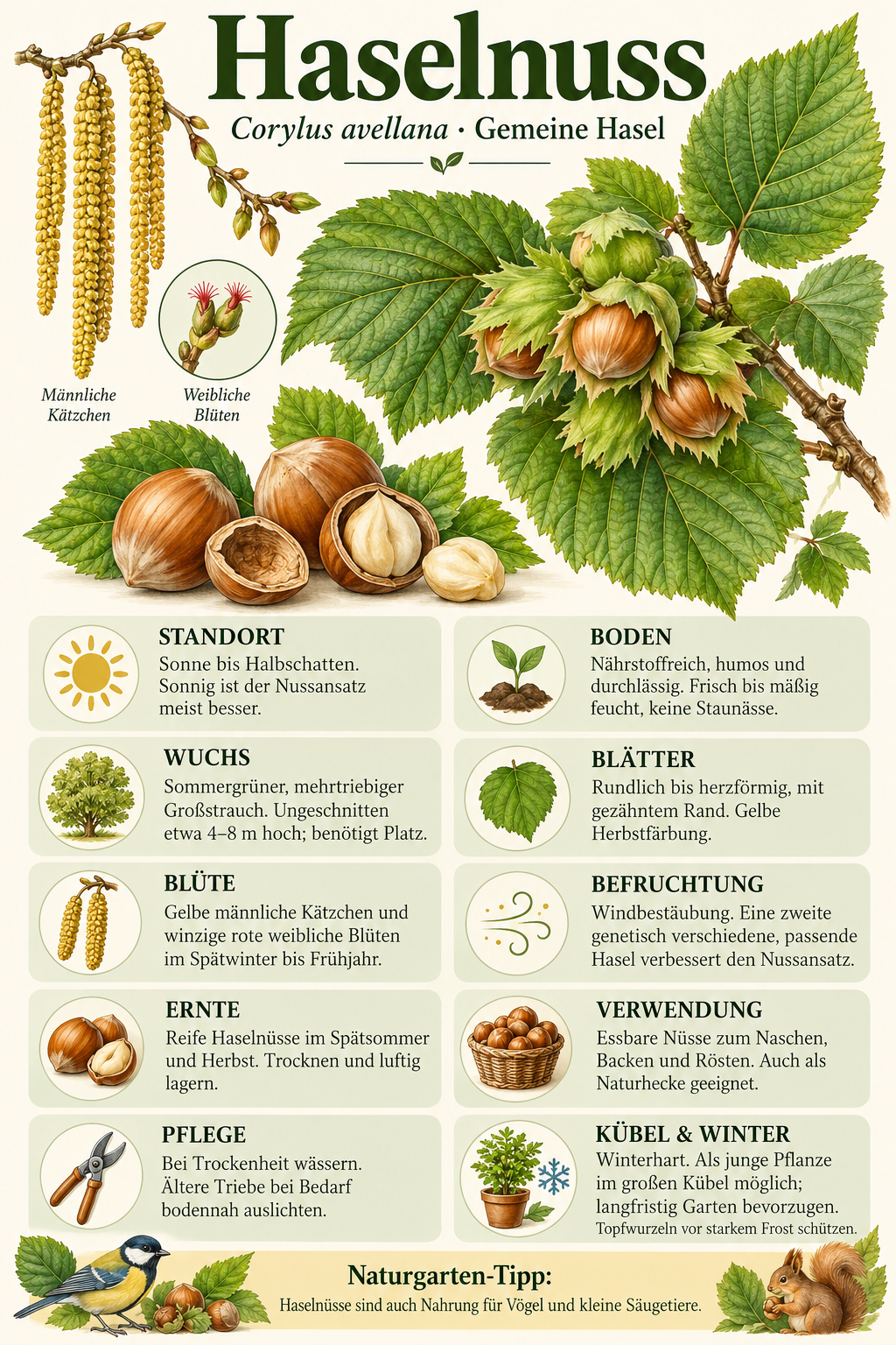 Haselnuss – Corylus avellana – winterharter Haselnussstrauch für Garten & Hecke – 100–120 cm inkl. Topf