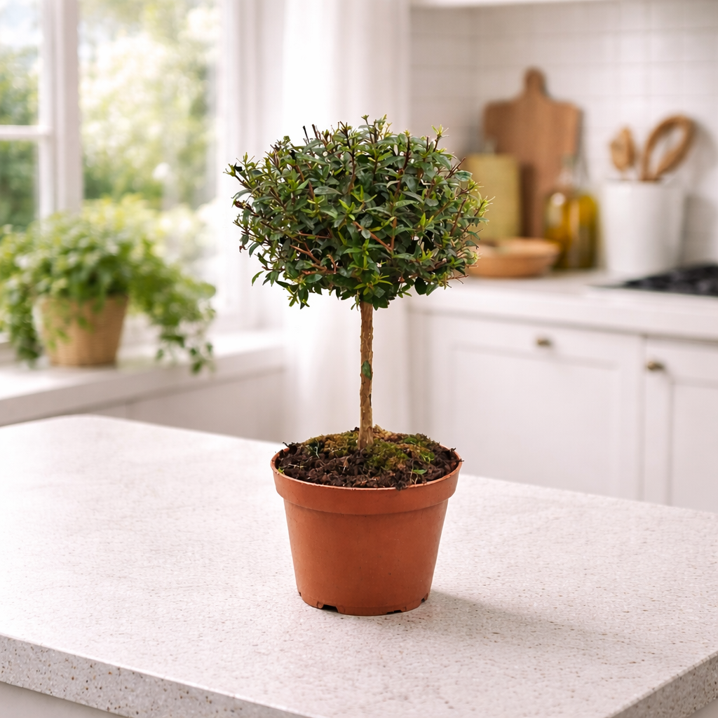 Brautmyrte Stämmchen ca. 50 cm – Echte Myrte (Myrtus communis) – Immergrünes Stämmchen für Balkon & Terrasse