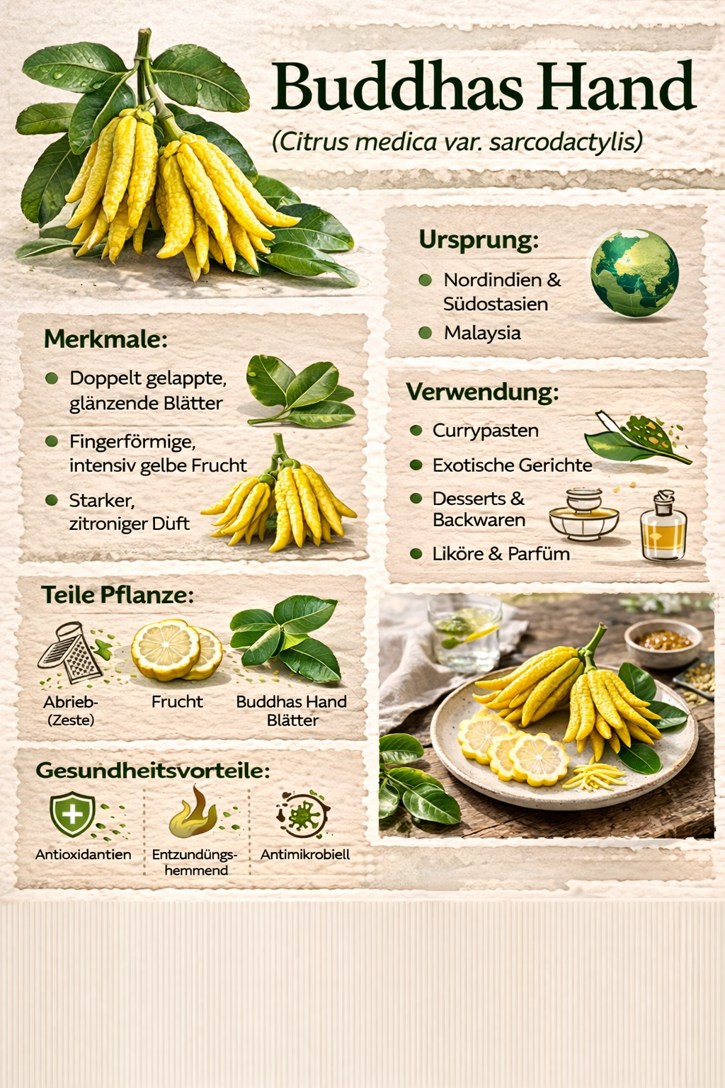 Buddhova ruka 80 cm - Citrus medica sarcodactylis - Citroník