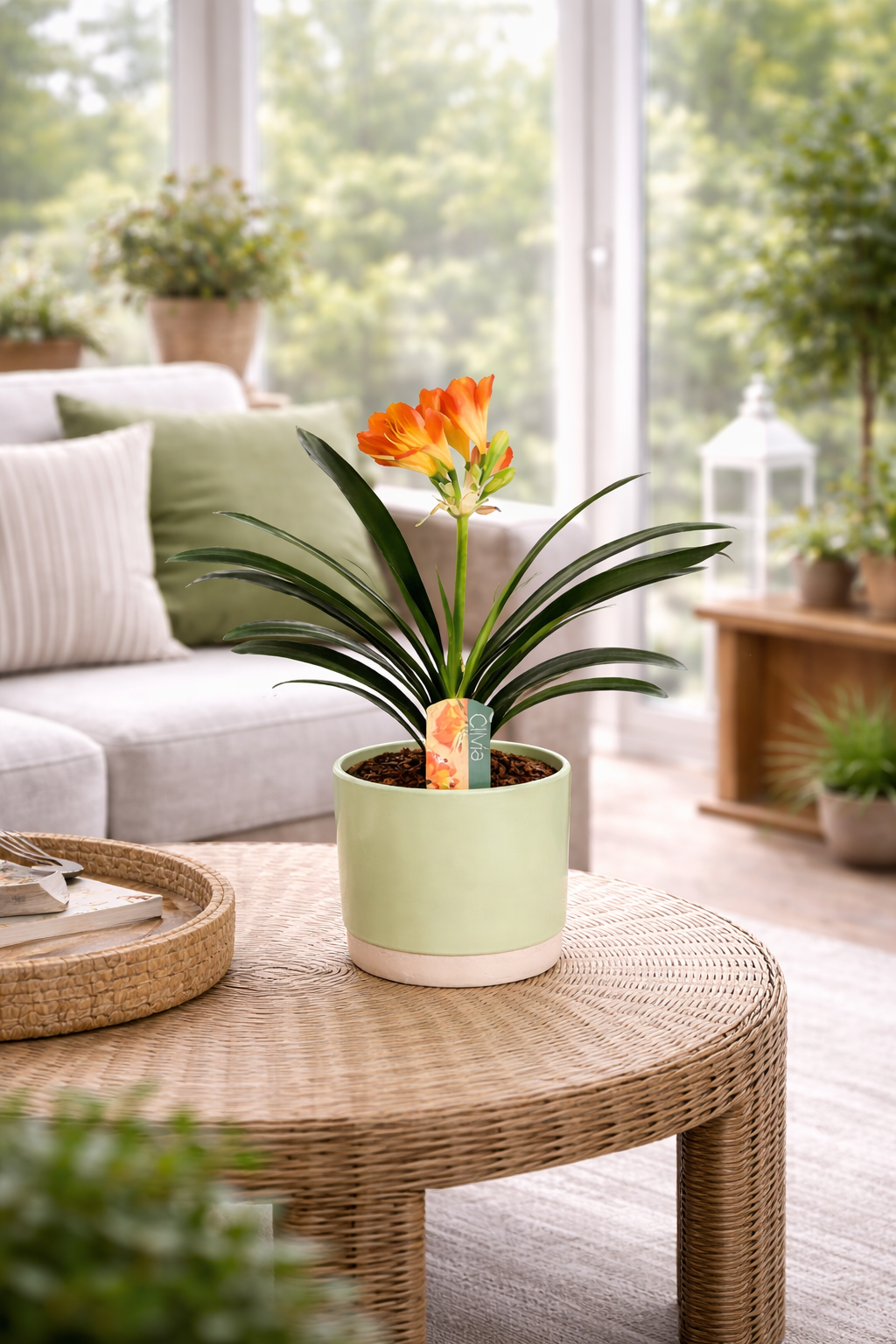 Clivia miniata Riemenblatt Klivie ca. 40 cm – Zimmerpflanze für Wohnzimmer & Büro – Pflegeleicht, Blühend, Grüne Dekoration für Innenräume