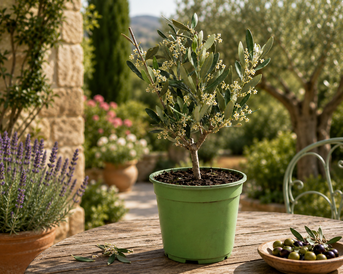 Olivenbaum Ministamm ca. 30 cm (Olea europaea) – Echter Olivenbaum, Mediterrane Kübelpflanze für Balkon, Terrasse, Wintergarten & Wohnraum