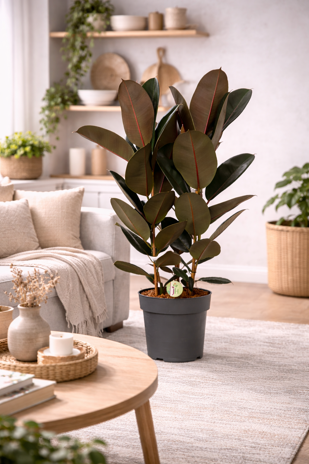 Gumovník cca. 100 cm 3 rostliny v květináči Ficus elastica Abidjan