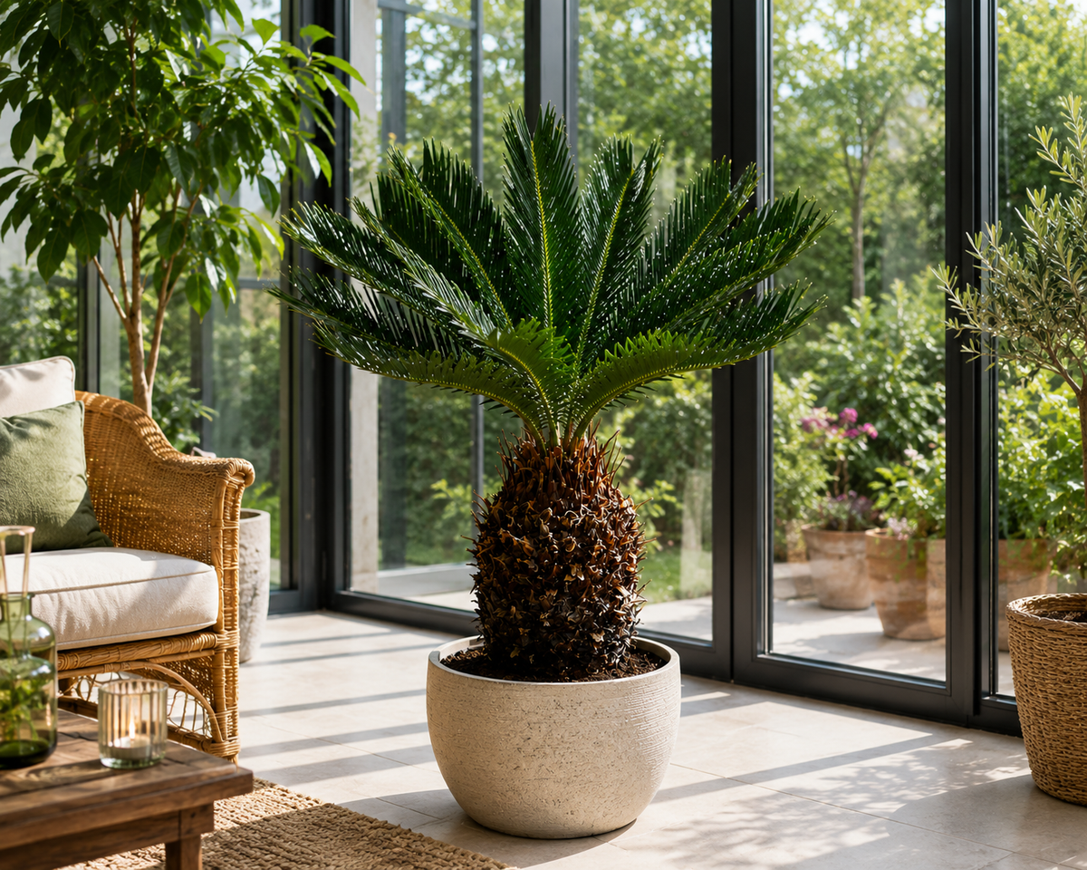 Palmfarn (Cycas revoluta) 50–60 cm – Japanischer Palmfarn mit 15–20 cm Knolle | Exotische Zimmerpflanze, Kübelpflanze & Wintergarten