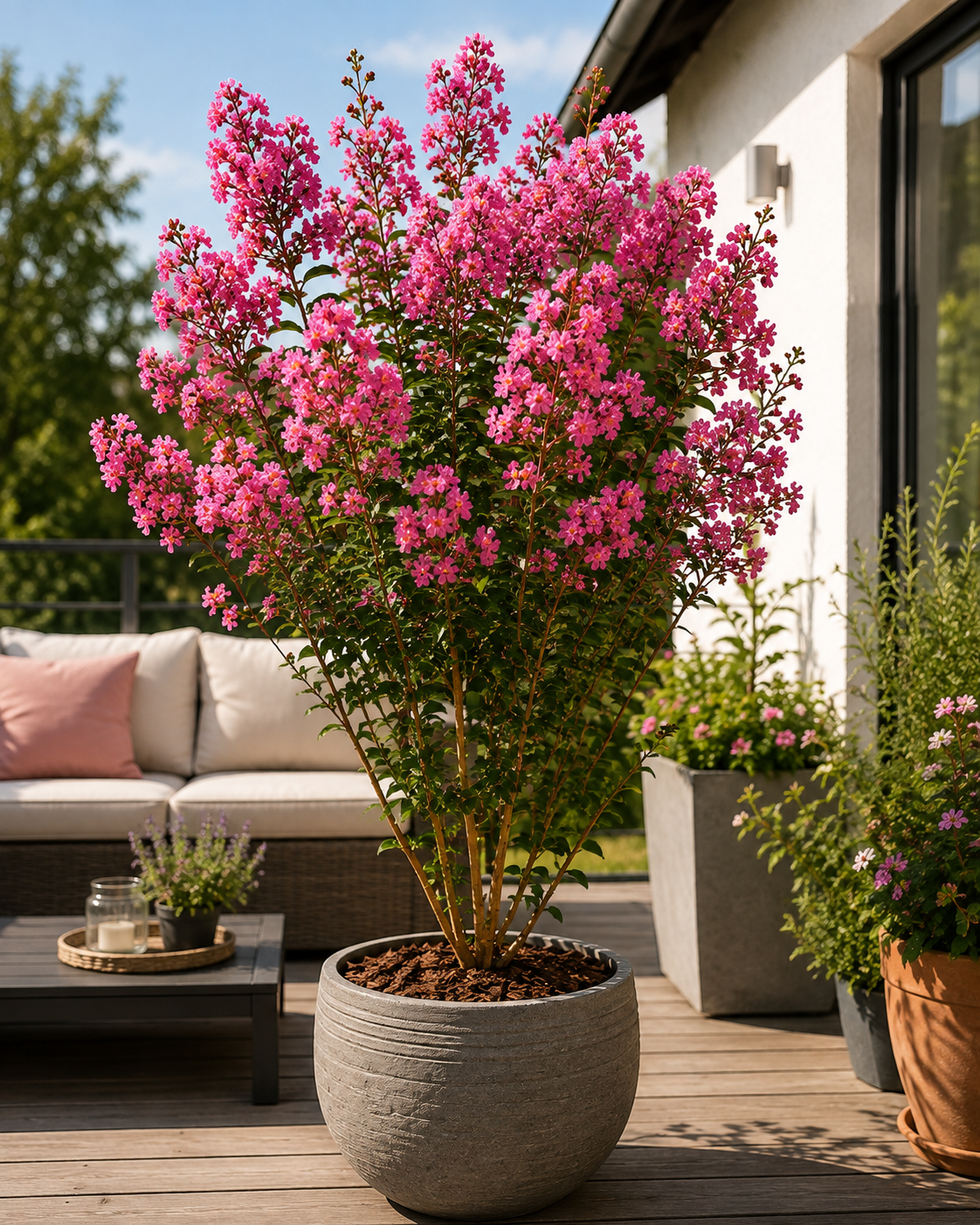Lagerstroemia indica Rosea Nova 40–60 cm – Rosa Kreppmyrte im 2,5-Liter-Topf – Flieder des Südens für Garten und Kübel