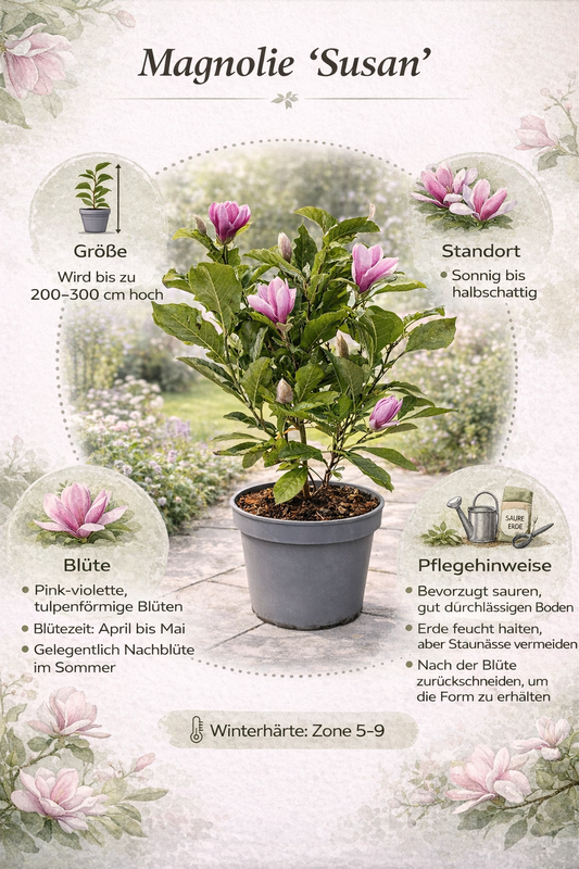Magnolie Susan 60-80 cm Zwergmagnolie winterhart duftend Magnolia liliiflora im Topf