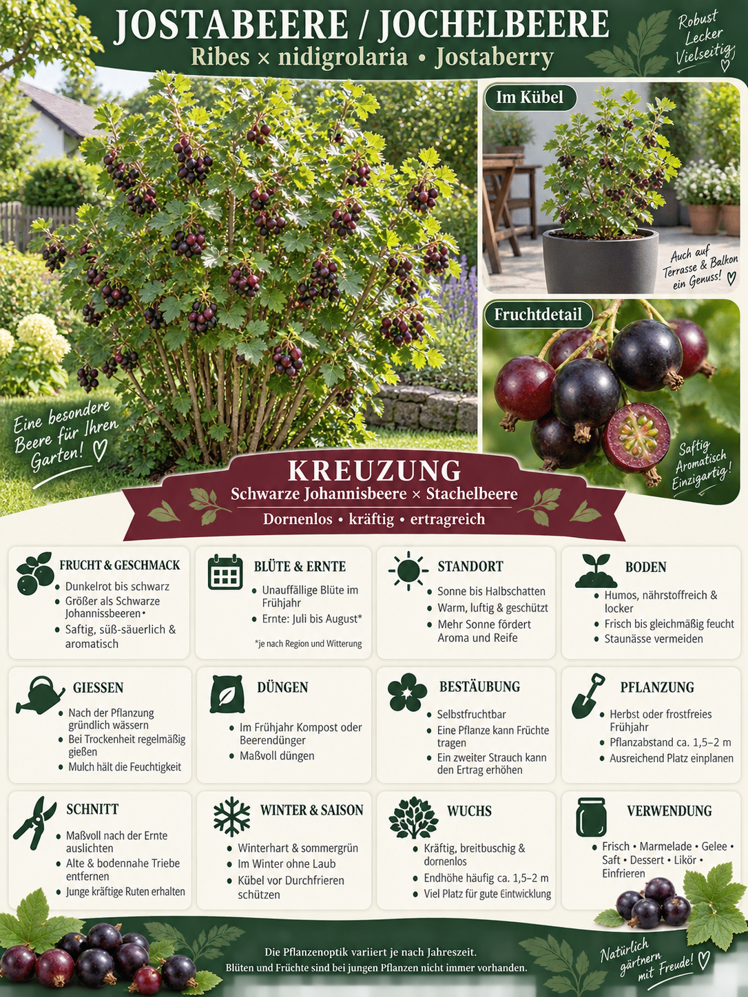 Jostabeere / Jochelbeere 30–35 cm – Ribes Jostaberry – winterharter Beerenstrauch für Garten und Kübel