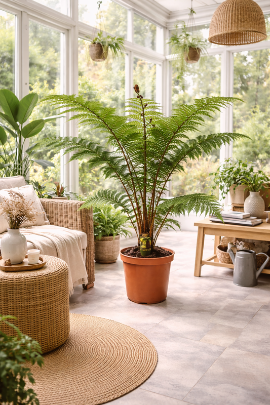 Australischer Baumfarn „Cyathea Australis“ – 80-100 cm hoch inkl. Topf | Schnellwüchsiger Zimmerfarn & Exot für Garten, Wintergarten & Terrasse