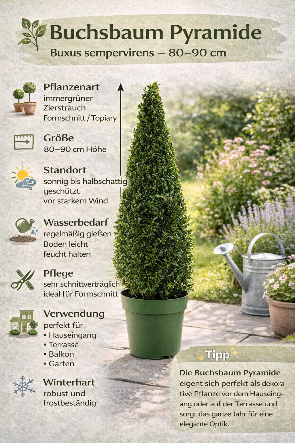 Pyramida z buxusu - Kužel 90 cm Buxus sempervirens