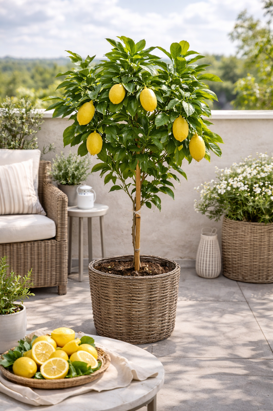 Zitronenbaum 'Interdonato' 100–140 cm inkl. Topf – Echter Zitronenbaum für Terrasse & Balkon