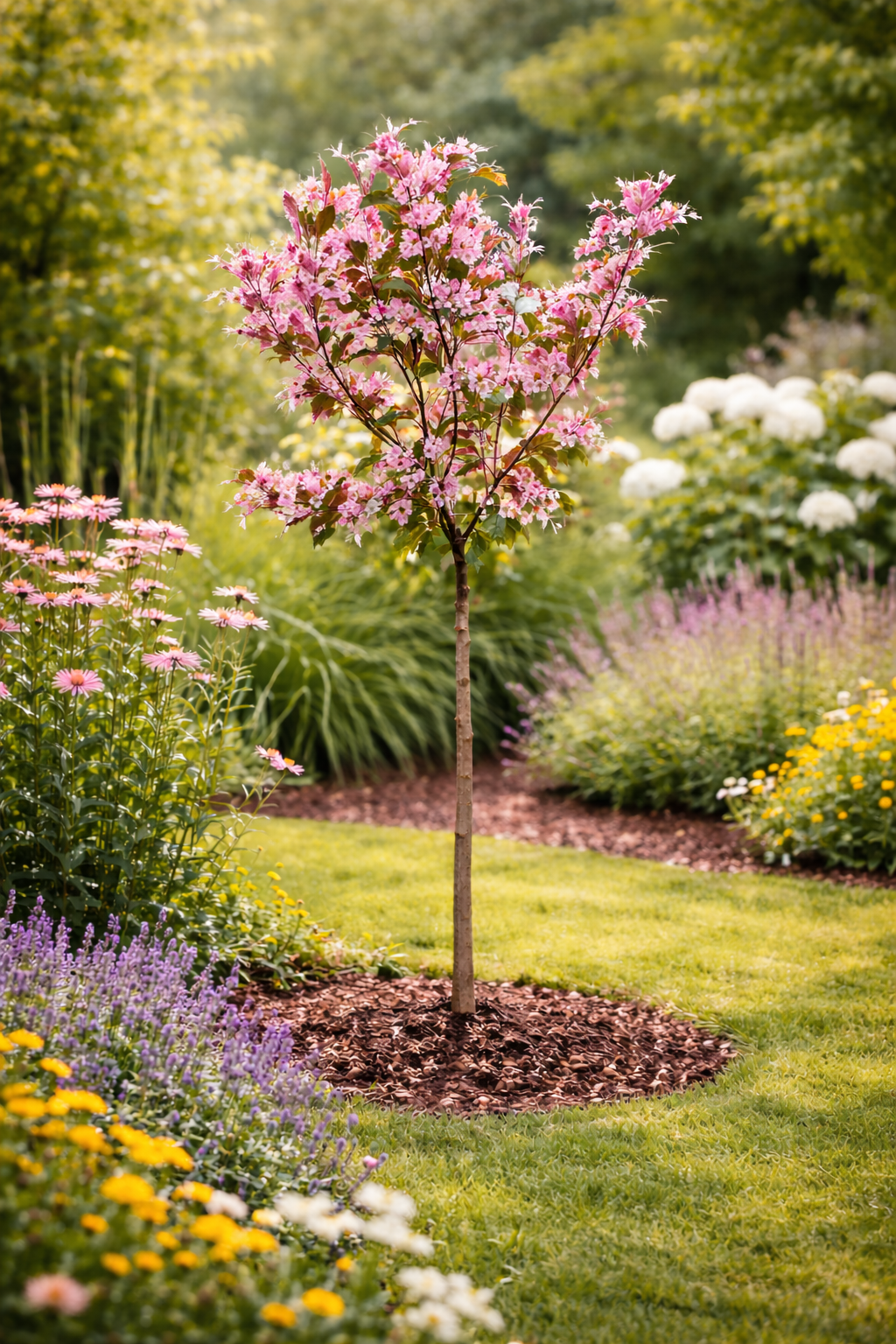 Zierapfel 'Liset' 100–120 cm – Winterharter Zierapfelbaum mit rosa Blüte & roten Früchten | Malus Liset im Topf