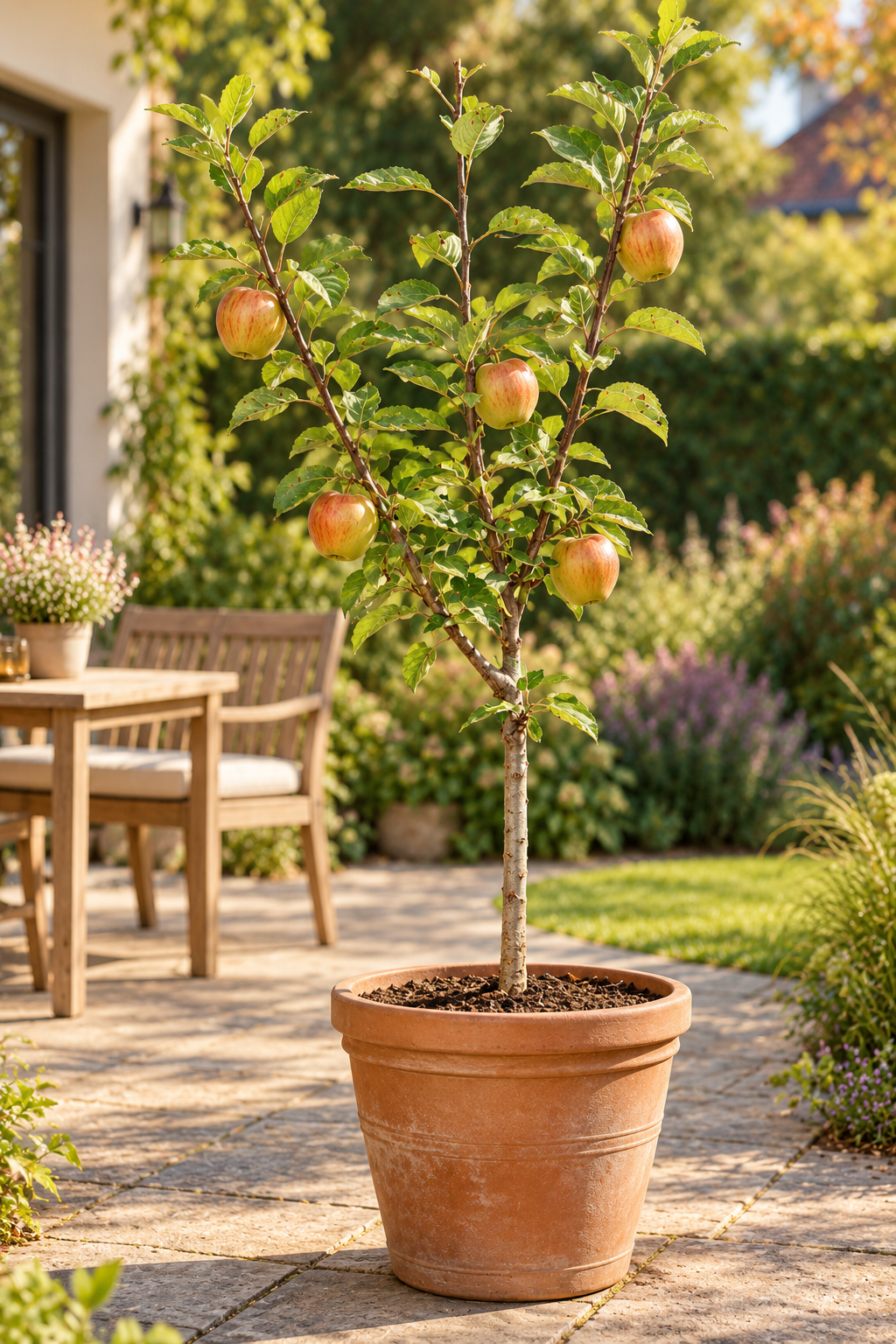 Apfelbaum ‘Braeburn’ Halbstamm – Herbstapfel für den Garten | 100–120 cm inkl. Topf | Malus domestica