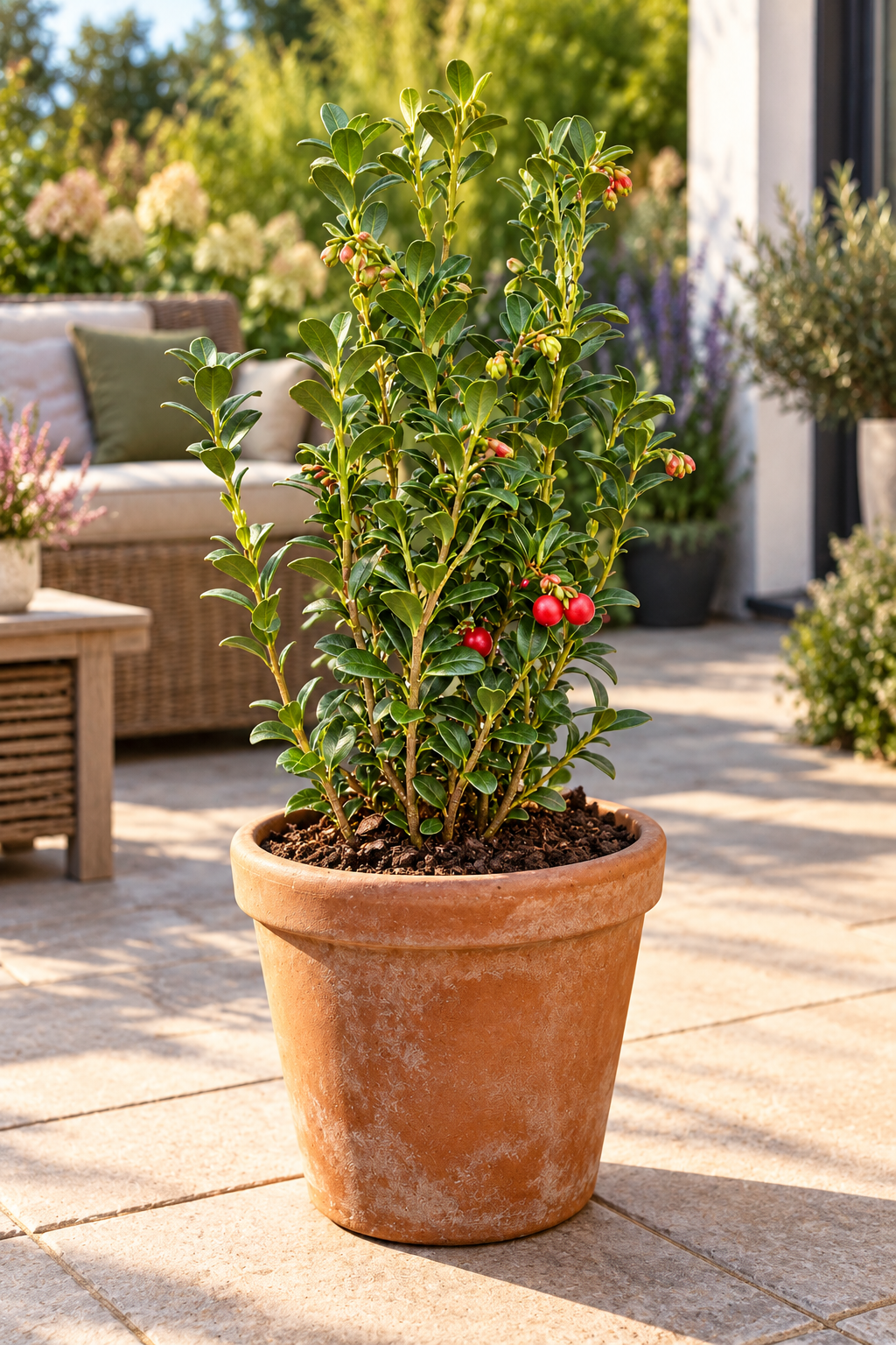 Preiselbeere – Vaccinium vitis-idaea – winterharter, immergrüner Beerenstrauch für Garten & Kübel – 40–60 cm inkl. Topf