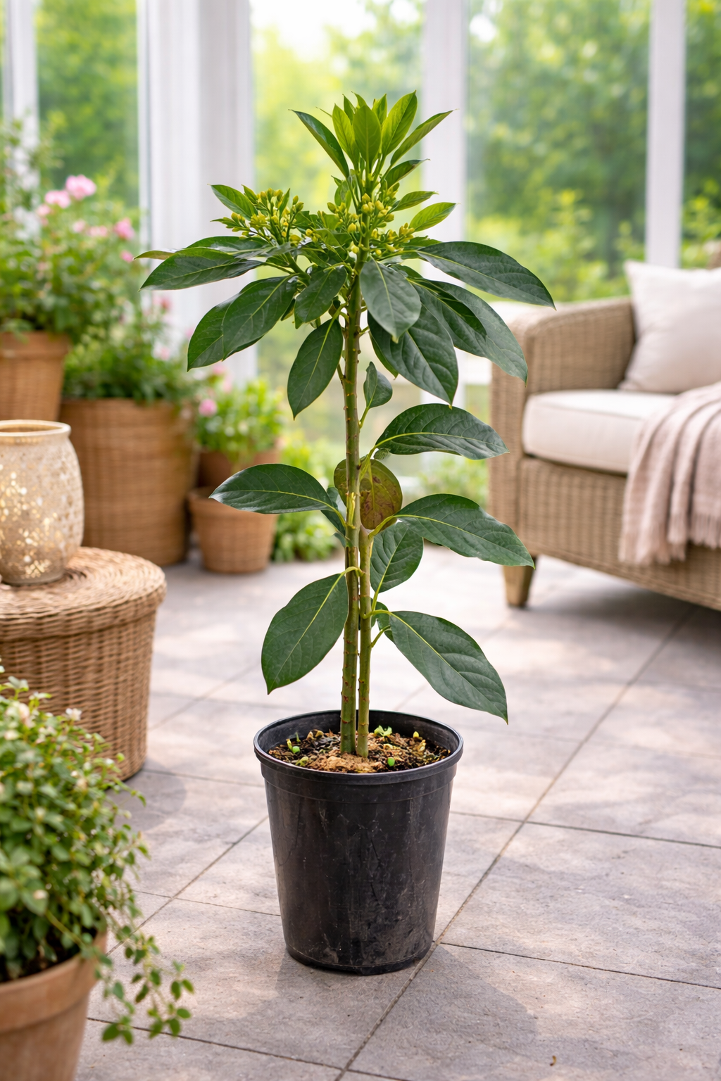 Avocado Baum „Bacon“ im Topf 120–160 cm – Avocadopflanze Kübelpflanze für Terrasse Balkon Zimmerpflanze Obstbaum kaufen