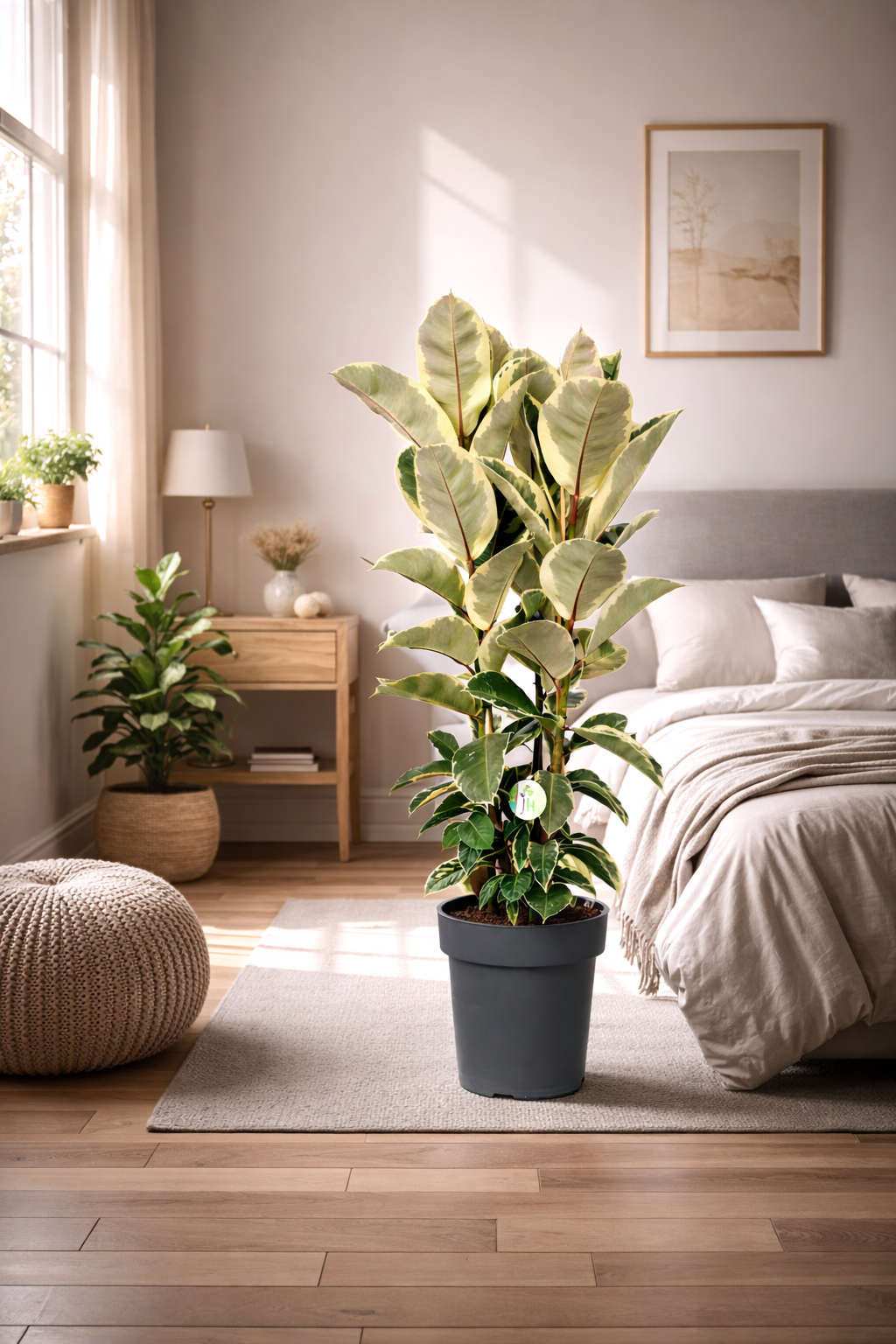 Weissbunter Gummibaum 3 Pflanzen im Topf ca. 130 cm Ficus elastica Tineke Zimmerpflanze