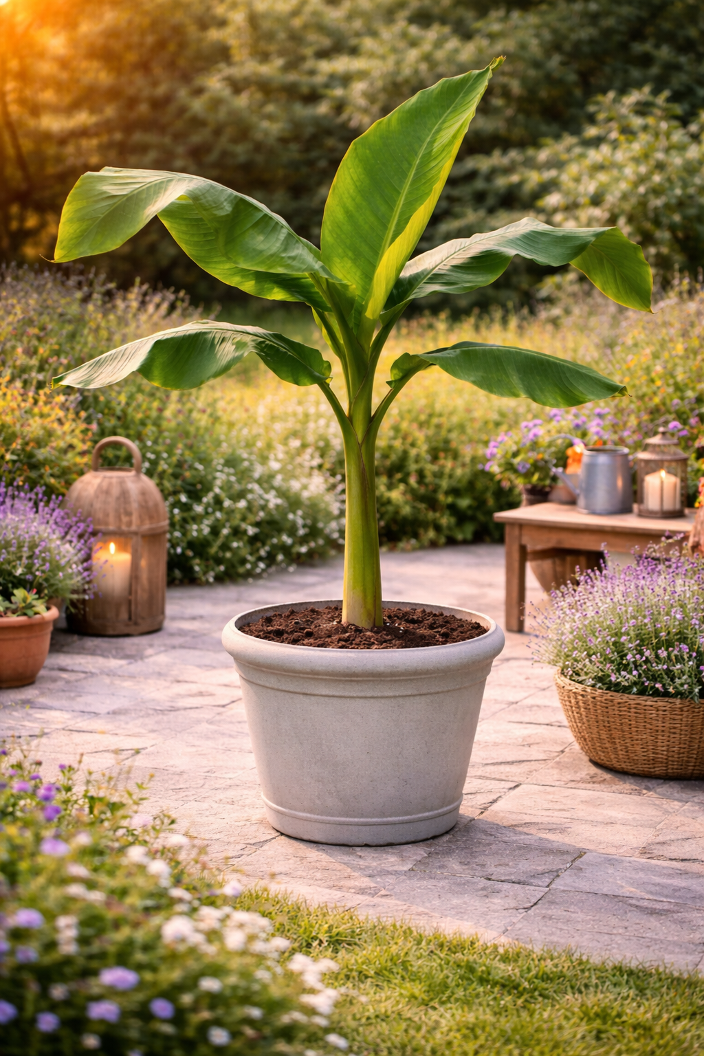Musa Basjoo Winterharte Banane 100-140 cm Bananenpflanze winterfest schnell wachsend Gartenpalme