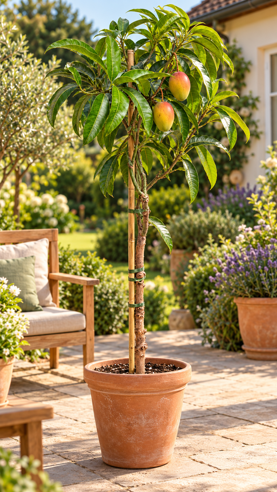 Mangobaum ‘Glenn’ – Mango-Pflanze (Mangifera indica) für Kübel, Terrasse & Wintergarten – 140–180 cm inkl. Topf