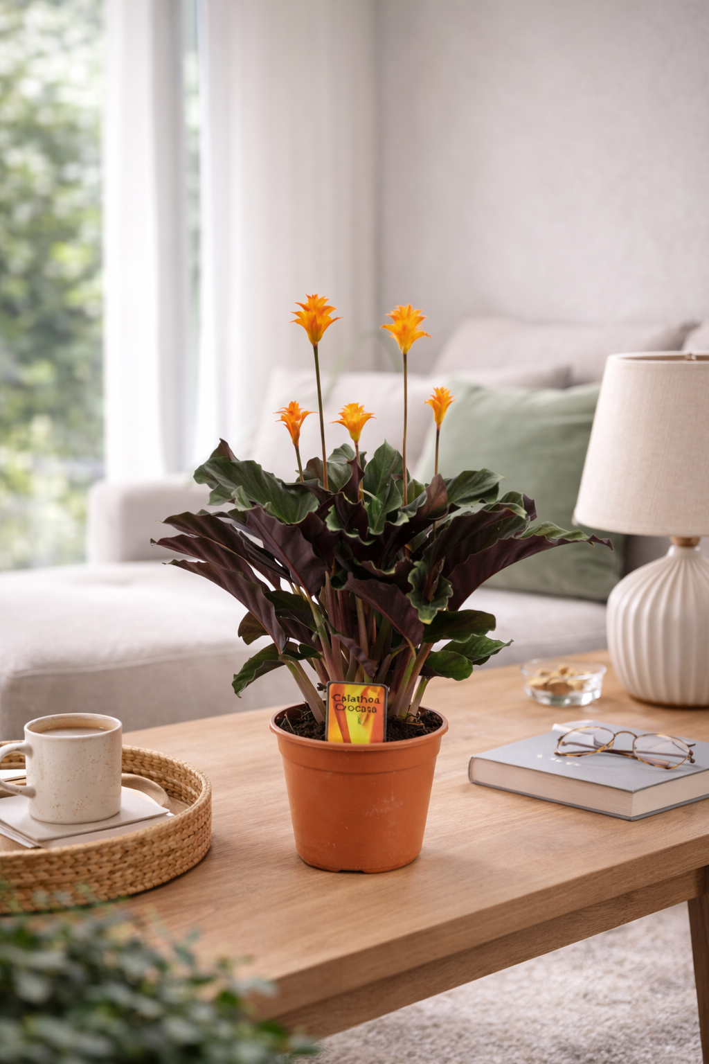 Calathea Crocata ca. 40 cm – Korbmarante Zimmerpflanze Grünpflanze haustierfreundlich