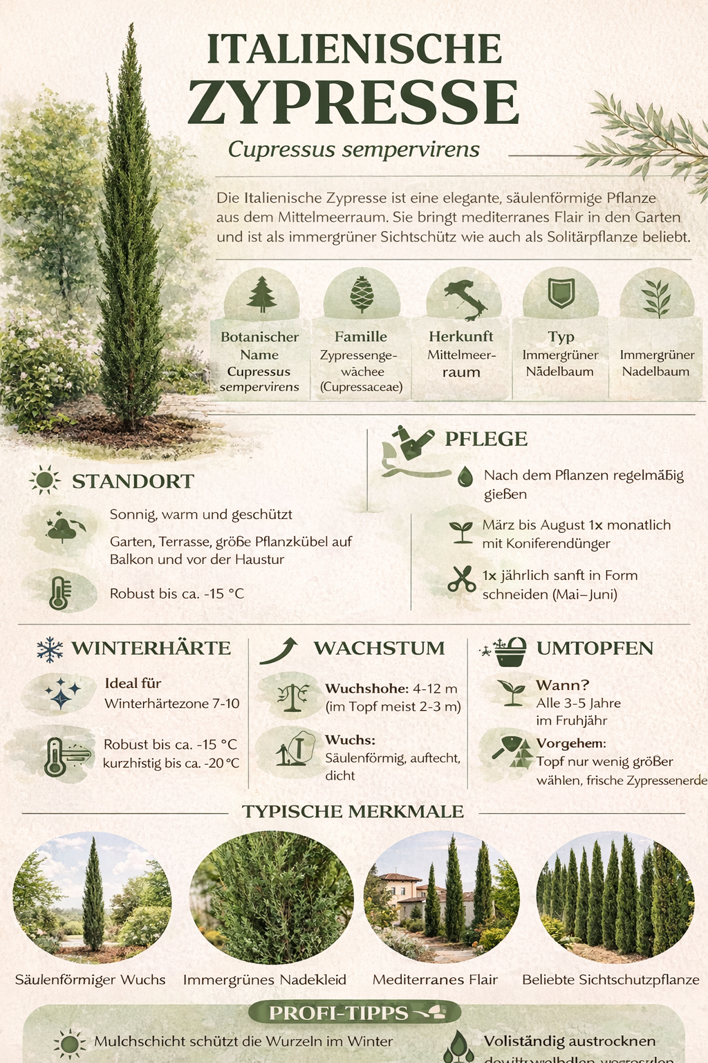Středozemní cypřiš Cupressus sempervirens Cypřiš sloupovitý Pravý cypřiš