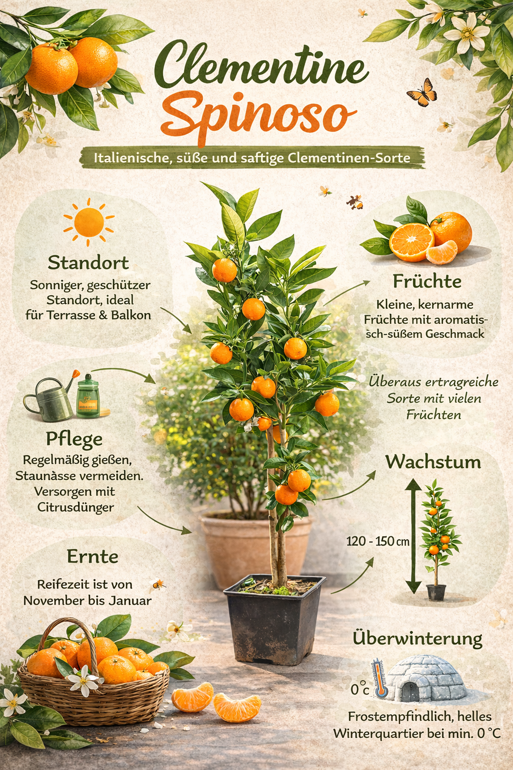 Citroník Clementine Spinoso (120-150 cm) – Sladká klementinka pro vaši zahradu