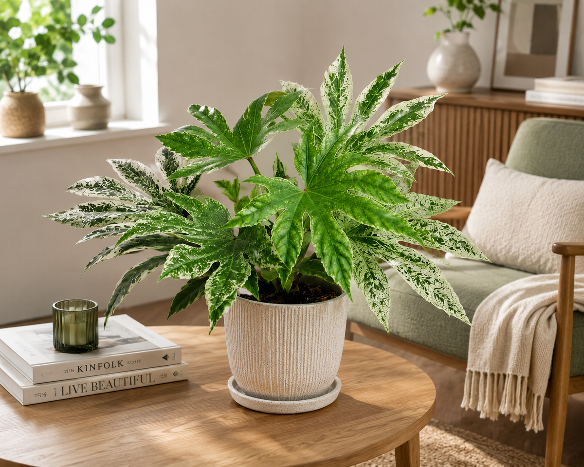 Fatsia japonica Spiderweb - Aralie - Pokojová rostlina - Listnatá rostlina