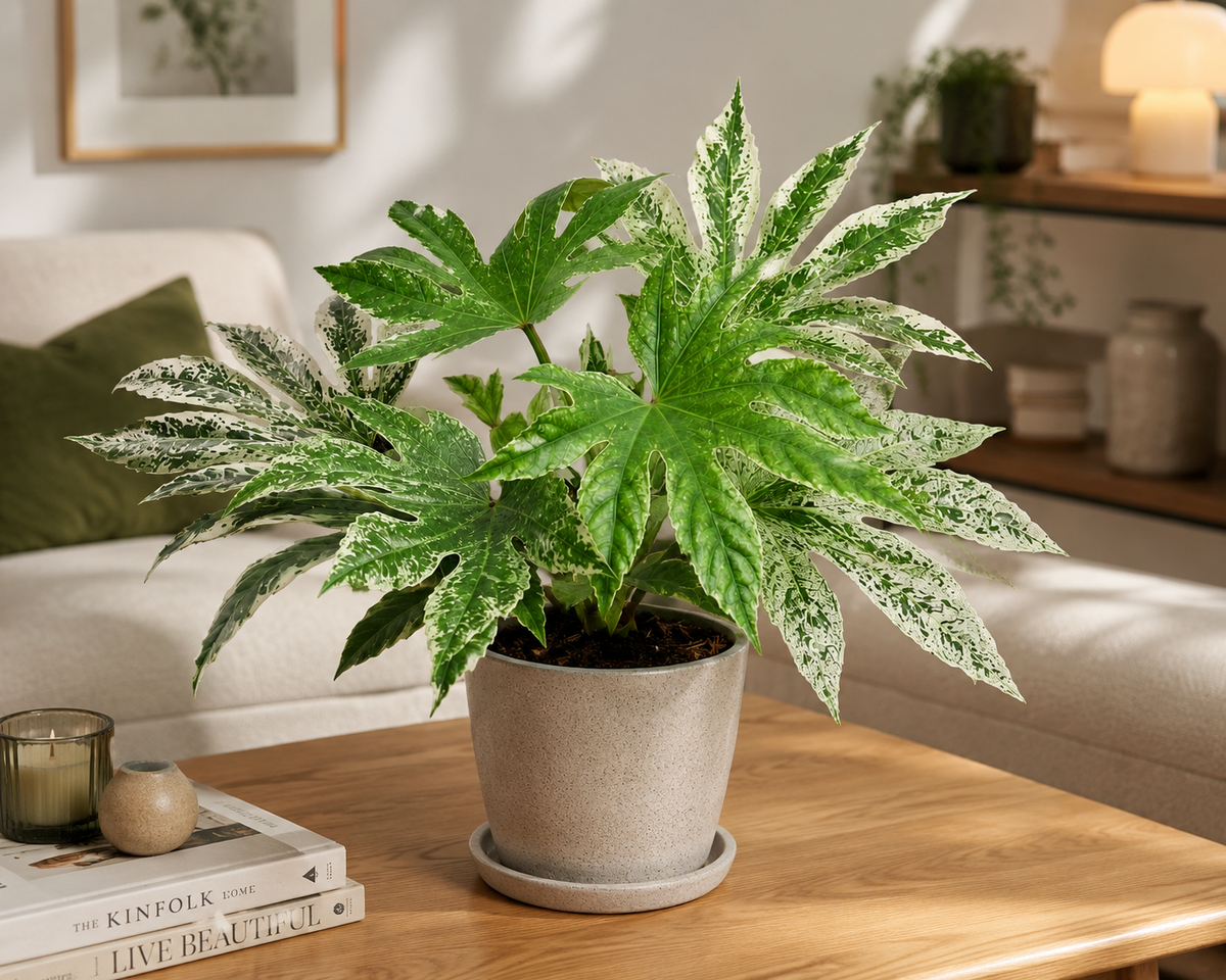 Fatsia japonica Spiderweb - Aralie - Pokojová rostlina - Listnatá rostlina