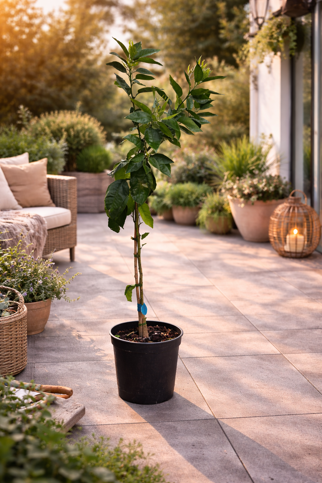 Mandarinenbaum 100–140 cm im Topf (C17) – Citrus reticulata – Mandarinenbäumchen / Mandarine Pflanze winterhart bedingt für Terrasse & Balkon