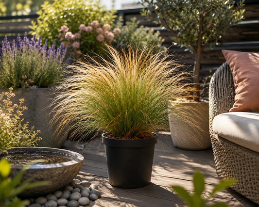 Federgras Pony Tails Stipa tenuissima 20-30 cm - Winterhartes Ziergras - Mexikanisches Federgras - Staude für Garten & Kübel