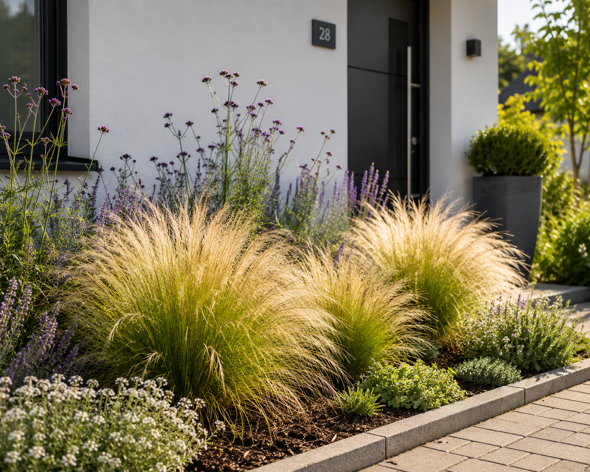 Federgras Pony Tails Stipa tenuissima 20-30 cm - Winterhartes Ziergras - Mexikanisches Federgras - Staude für Garten & Kübel